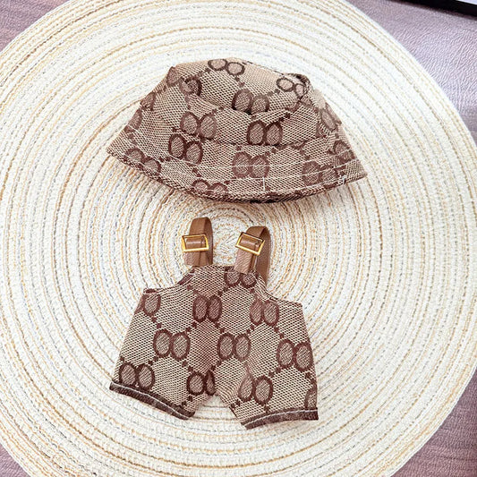 Luxe Monogram Dungarees – Designer-Inspired Overalls for 15–17 cm Dolls